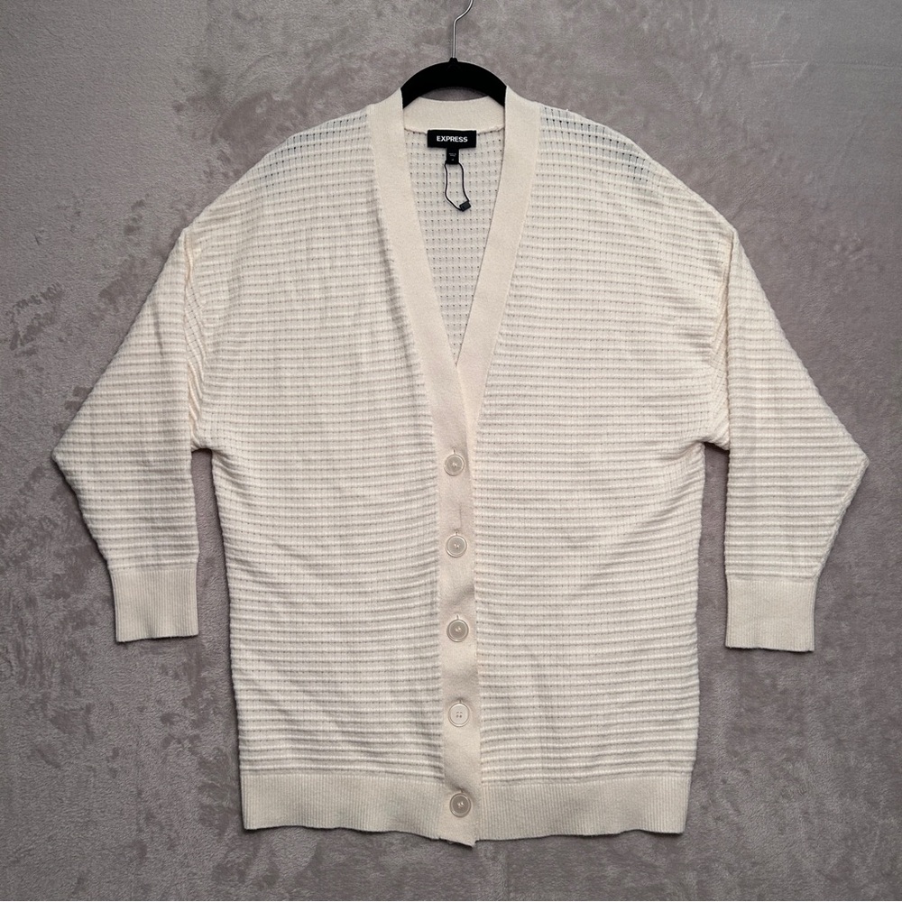 Express Cardigan Oversized Vneck Butron Down 3/4th Sleeve Size Medium